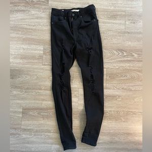 Levi’s Mile High black super skinny jeans, with rips. Size 27